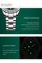 Women's Quartz Watch with Steel Strap Round Green Dial Zirconium Diamond Decoration Waterproof Luxurious Analog Wristwatch Gift for Ladies - 7