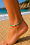 Metal Accessories, Turquoise Beaded, Pearl Detailed Anklet