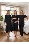 New Season Black Summer Scallop Linen Detailed Design Short Sleeve 100% Cotton Maternity Nightgown Pajama Set 4-Piece Set - 5