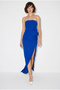 Women's Cobalt blue Floral Accessory Slit Detailed Strapless Maxi Dress 2602 60283331 - 4