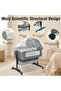 Adjustable Bedside Baby Sleeping Crib - Grey - 4