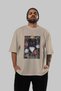 For the Sake of Cats 64 Front Cat Printed Beige Oversize T-Shirt 100% Cotton Unisex Cat Lover Premium Design - 5