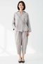 Women's Plus Size Double Breasted Blouse Trousers Set 100% Cotton Striped Woven Relaxed Fit Casual Modern - 4