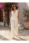 Women's Ecru Double-Breasted Vest and Trousers Set - 6
