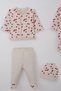 Baby Girl Hospital Release Set of 8, Love Themed, Heart Patterned, 0-3 Months, Cream - 3