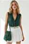 Women's Emerald Green Sleeveless Viscose Shirt Gml-19000631 - 2