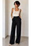 Women's Crepe Front-Washed Fabric Pleated Wide-Leg Trousers - 5