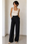 Women's Crepe Front-Washed Fabric Pleated Wide-Leg Trousers - 6