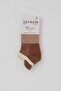 Girls' Sports Booties Socks with Block Pattern, Ages 5-12, Brown - 2
