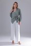 Women's Stone-Colored Double-Breasted Side-Tie Satin Blouse Shirt - 5