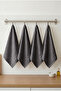 Set of 4 100% Organic Cotton Towels 30X30 cm - Anthracite - 4