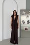 Brown Padded Scarf Detailed Long Dress