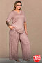 Large Size Women's Viscose Pajama Set Rose Dried Flower Leaf Pattern V-Neck Summer Comfortable Fit Home Wear 11067 - 6