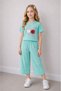 Girl's Floral Embroidered T-Shirt Wide-Leg Pants Two-Piece Set