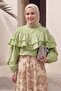 Pistachio Green Blouse with Ruffles on the Sleeves and Front - 3