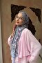 شال منقوش بالريش باللون الأزرق - 2