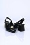 Laceless Buckle Neolite Sole Genuine Leather Open Back Thick Heeled Shoes 342-563 Women - 7