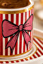 2-Piece Ribbon Patterned Porcelain Turkish Coffee Cup Set with Bow Detail - Pink - 3