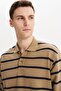 Ar-Ma Men's Polo Collar Sweatshirt Unprinted Striped Buttoned Pocketless Regular Fit Ringel Ottoman K30554952 - 2
