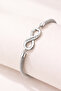 Women's Silver Color Infinity Bracelet with Stones, Stylish Design - 2