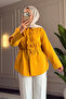 6535 - Stylish Comfortable Ruffle Detailed Woven Peach Fabric Women's Shirt - 4
