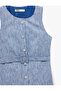 Crew Neck Sleeveless Belted Buttoned Linen Look Layered Vest Dress - 6