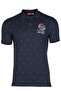 Ar-Ma Men's Polo Collar T-Shirt with Text Print Regular Fit Single Roll Neck Lycra Pique Y9Tyo7980 Navy Blue-L