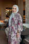 Mink Half Buttoned Sleeves Elastic Patterned Viscose Dress - 3