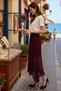 Women's Maxi Lace Skirt Elastic Waist A-Line Floral Pattern Lined Knitted Fabric Size L Daily Casual - 2