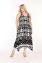 Women's Black Patterned Buckle Asymmetrical Strap Lycra Viscose Stylish Dress - 3