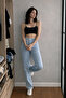 Women's High Waist 5-Pocket Loose B.Blue Jeans - 6
