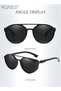 Men's Polarized Round Sunglasses, UV400 Protection Sun Glasses with PC Frame, Fashion Anti-Glare Sun Shades for Men Driving, Fishing, Traveling, Cycling, Black Lens - 7