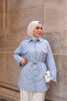 Women's Striped Waist Tie Shirt Blue - 3