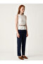 Ecru Crepe Thick Strap Waist-Fitted Blouse with Belt Detail - 3