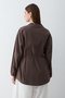 Women's Brown Gathered Collar Belted Shirt - 6