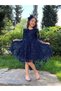 Stylish Burgundy Girls' Dress – Flounce Collar, Butterfly Patterned Tulle, and Asymmetrical Hem - 5
