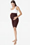 Above Knee Biker Flexible Adjustable Waist Short Maternity Leggings Brown - 4