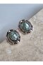 Vintage Look Green Stone Earrings - 2
