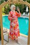 Women's Tropical Floral Patterned Layered Hijab Dress – Summer Collection (Unlined)