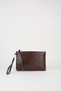 Women's Bellis Knitted Bitter Brown Lined Faux Leather Wrist Strap Portfolio Handbag and Clutch Bag - 2