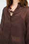 Women's Classic Collar Self-Shiny Striped Shirt - 2