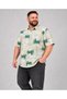Plus Size Cotton Patterned Short Sleeve Shirt - 2