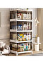 4-Tier Foldable Storage Cabinet with Wheels 60 x 35 x 125 cm - PP Plastic Organizer Cabinet - 3