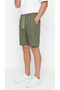 Men's Khaki Color 100% Cotton Linen Muslin Shorts with Back Pockets and Laces - 4