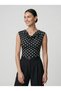 Women's Degaje Collar Polka Dot Snap Fastener Body Lycra Bodysuit