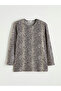 Crew Neck Snakeskin Patterned Women's T-Shirt - 5