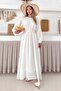 Robadan Gathered Waist Tie Casual Dress White 9465-E - 3
