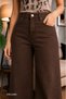 Brown Color High Waist Women's Palazzo Denim Pants – Stretch Denim Fabric, Straight Loose Fit, Modern Jean - 6