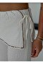 Women's Tie-Waist Sequined Seersucker Stretchy Wide-Leg Trousers - 4