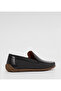 Plain Black Leather Loafers Shoes - 3